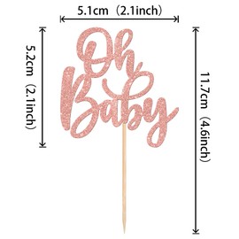 24 piezas de adornos para cupcakes de bebé con purpurina, para baby shower, decoración de tartas temáticas de revelación de género, para baby shower, niños, niñas, suministros de fiesta de cumpleaños, oro rosa