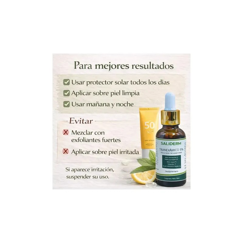 Suero Antimanchas Vegano 30ml Saliderm 5% Ácido Tranexámico