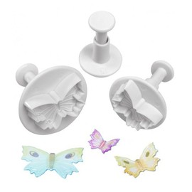 Aleissi | Cortador Ejector de Mariposa Para Galletas Masa Fondant Set de 3 Piezas