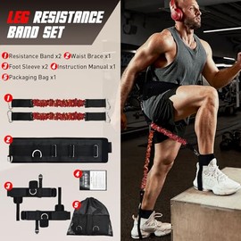 Entrenador de salto vertical con correa ajustable para el tobillo y cinturón de entrenamiento horizontal, bandas de resistencia para baloncesto, fútbo