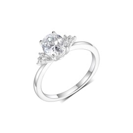 Oval Promise Ring Engagement Rings Cubic Zirconia Wedding Eternity Bands 18K White Gold Plated Cubic Zirconia for Women Size 7