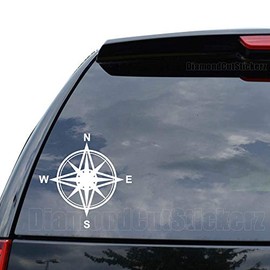 Compass North Star Navigator Decal Sticker Car Truck Motorcycle Window Bumper Laptop Wall Decor - Size (07 inch / 18 cm Tall) - Color (Gloss RED)