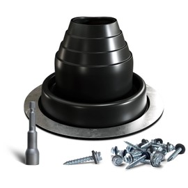 VIVIDA #2 EPDM Metal Roof Pipe Flashing Boot, Flexible Roof Jack Flashing Boot for Pipe OD 1-3/4" to 3-1/4", Screws & Hex Socket Included, Black, 1 Pack