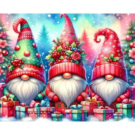 Christmas Gnomes Diamond Painting Kits for Adults, Christmas Dwarf Diamond Art Kits for Beginners, 5D DIY Full Drill Winter Diamond Gem Art Kits for Home Wall Decor 12x16 Inch