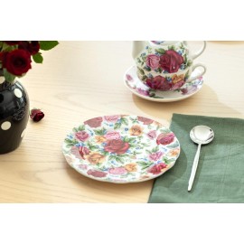 Grace Teaware 7.5" Rose Garden Bone China Dessert Plates Set of 4