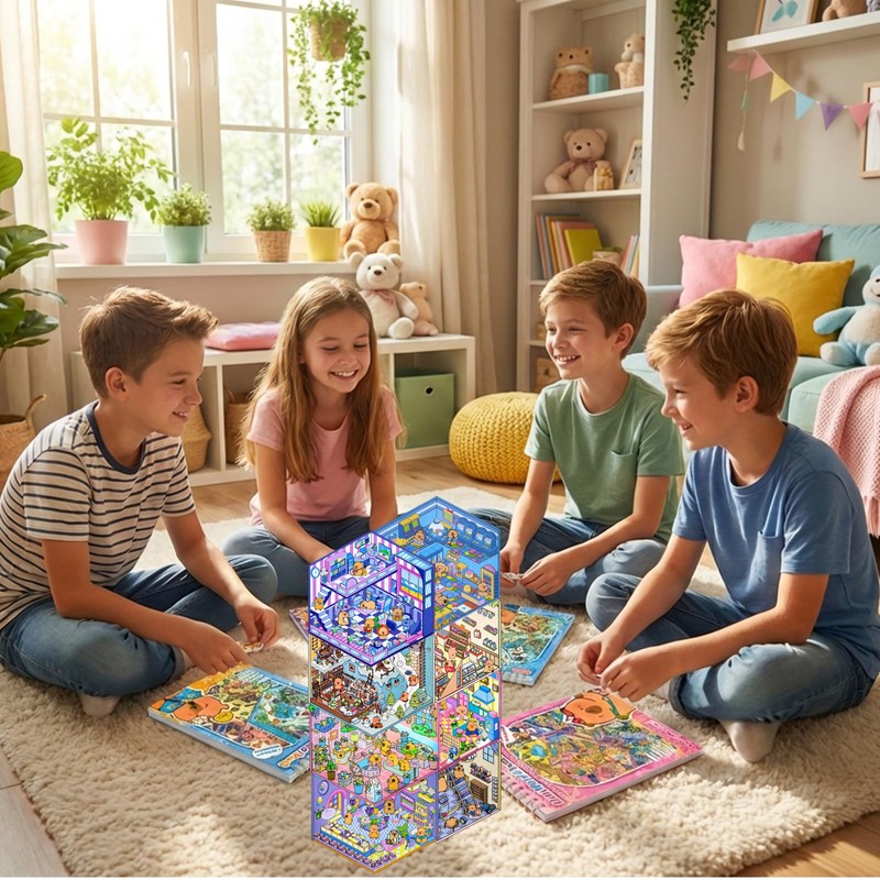 4 Sticker Books, 32 DIY 3D Scene Kits, Fun Creative