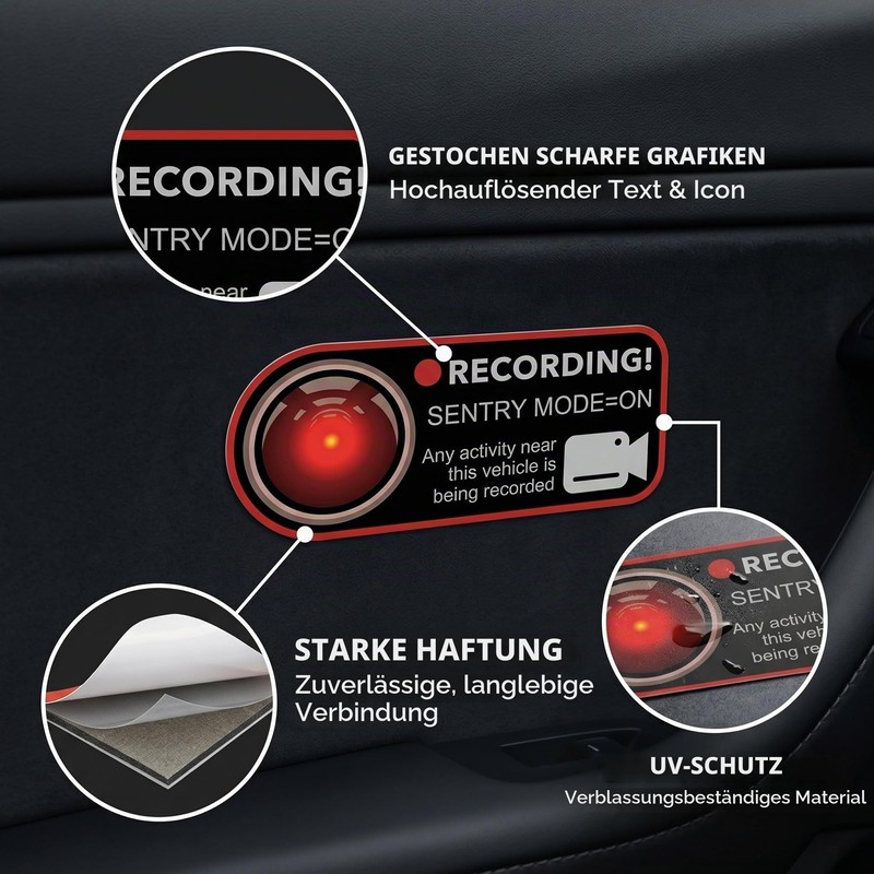TAHJOS Pack of 4 Warning Dash Cam Recording Window Stickers,