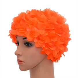 Medifier Badekappe mit Blumenmuster, Retro-Stil, für Damen, orange