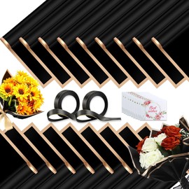 Valentine's Day Floral Wrapping Paper, 40 Sheets Black Flowerl Wrapping Paper, Bouquet Paper Wrap, Floral Wrapping Paper Bouquet with 2 Rolls Ribbon for Teachers Weddings Birthday Gift DIY Decor