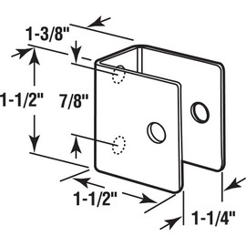Prime-Line 656-8205 U-bracket, For 1-1/4 In. Panels, Stainless Steel, Satin Finish (Single Pack)