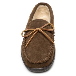 Minnetonka Mens Pile Lined Hardsole Pile Lined Hardsole Brown Suede Size: 13 Wide