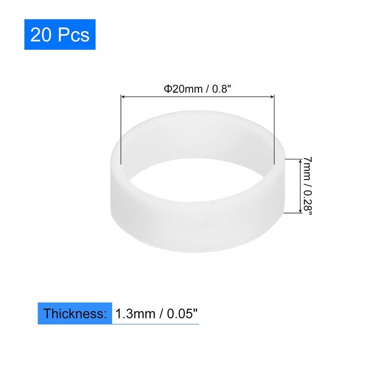 uxcell 20Pcs Silicone Rubber Bands, 20x7mm Rubber Bands Rings Cable