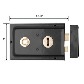 Renovators Supply Manufacturing Victorian Steel Rim Door Lock 4 in x 6 1/8 in Black Steel Door Lock Hardware