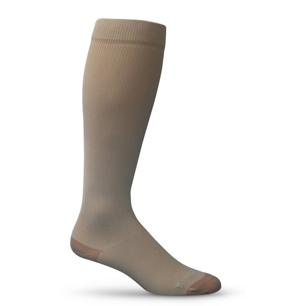 Graduated Compression Socks 15-20 mmHg Non-Padded Sole - Dress Sock (US W 7-9.5/M 6-8.5 (Medium), Khaki)