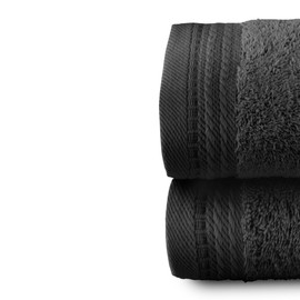 RIZO Top Towel - Set of 2 Bidet Towels - Bath Towels - Small Towels - 100% Combed Cotton - 600 g/m2 - Measure 30 x 50 cm - Black