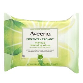 AVEENO Active Naturals Positively Radiant Makeup Removing Wipes, 25 ea (Pack of 5)
