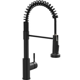 GIMILI Black Kitchen Faucet with Pull Down Sprayer Single Hole Spring Kitchen Sink Faucet, Suitable for Farmhouses, RV, Utility Laundry Room, Outdoor, and Campers. Llave para fregadero de cocina