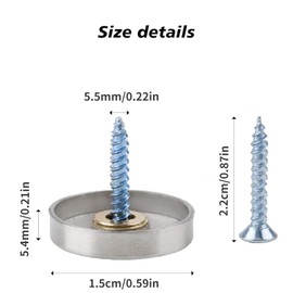 20 Pcs Decorative Brushed Nickel Fasteners – 5/8” Stainless Steel Screw Caps for Mirrors, Glass, and Furniture Installations