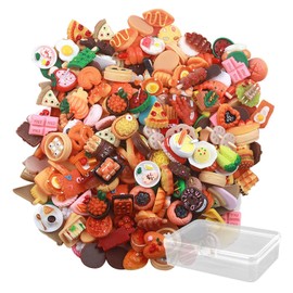 QFEHTHSK 100 Food Toys and 1 Storage Box, Mini Food, Kitchen Games, Food for Dollhouse, Resin Toy, DIY Decoration Accessories
