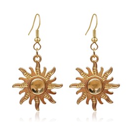 Fuvirou Boho Moon and Sun Dangle Drop Earring for Women Vintage Gothic Smiling Moon Sun Asymmetrical Earrings Statement Jewelry Gift (kc gold sun)