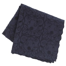 Blooming Wedgwood 138017-0001-04 Embroidered Handkerchief, Wild Strawberry, Total Embroidery (Navy), Women's, Handkerchief, Approx. 18.5 inches (47 cm), multicolor