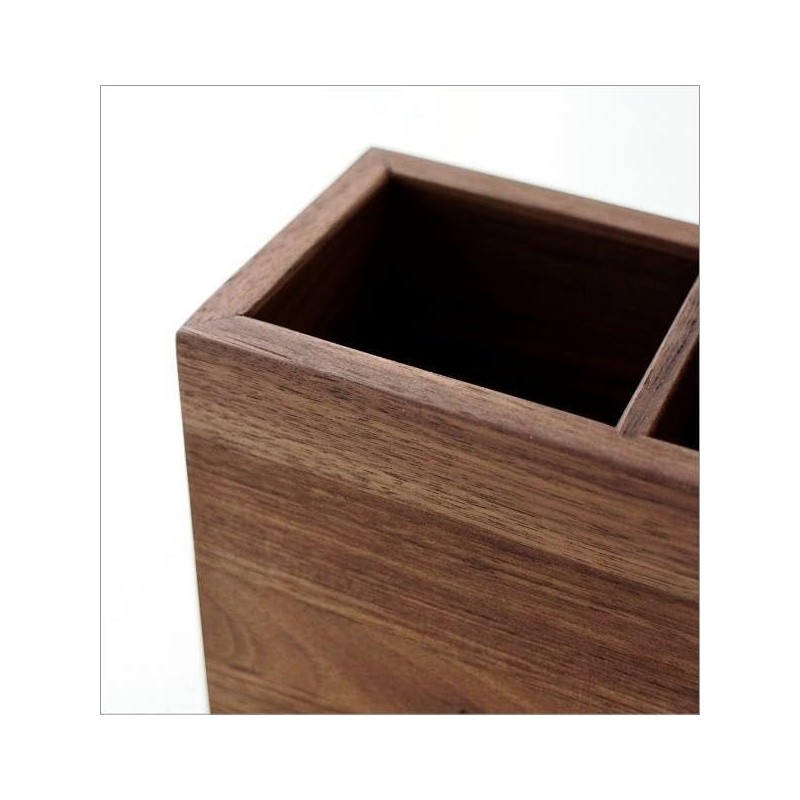 Pen Holder, Wooden Walnut Pencil Holder, Divider, Natural Wood Pen