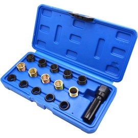 Spark Plug Repair Kit, 16Pcs Carbon Steel Spark Plug Tap Thread Repair Tools, M14 X 1.25 Rethreading Set with Portable Case
