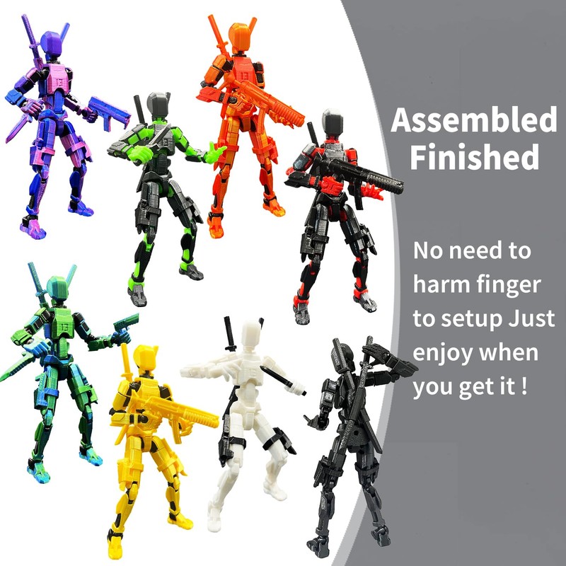 T13 Action Figure Set (Assembly Complete), 3D Printed Multi-Joints, Titanium