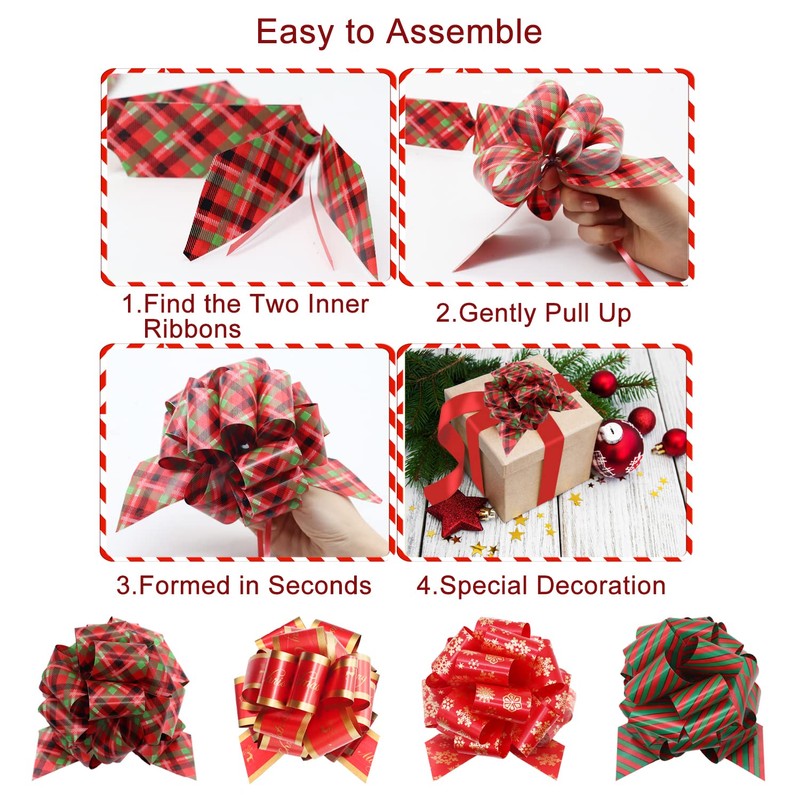 Derbway Christmas Bows Pack of 12 5 Inch Gift Bows