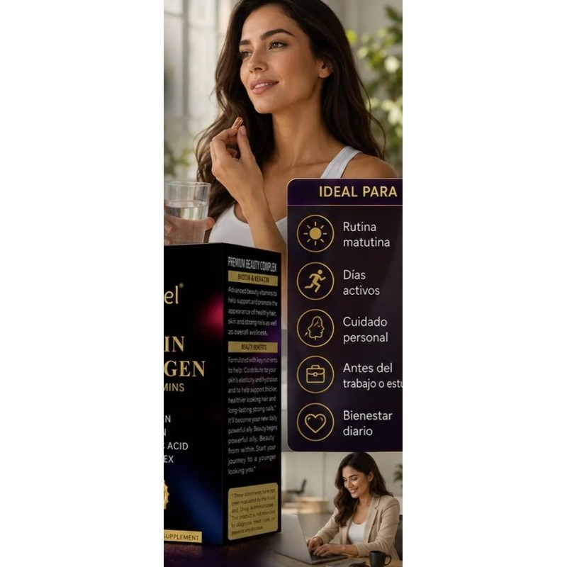 Biotina Colágeno Queratina Winyel Sin Gluten 60 Cápsulas