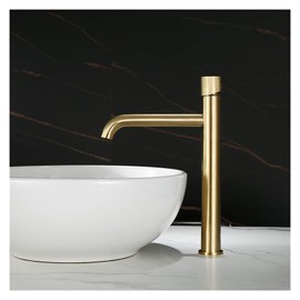 JVOZBZMWZ Brush Gold Basin Faucet Bathroom Single Lever Hot and Cold Sink Mixer Tap Faucet Solid Brass Basin Lavtory Faucet (Color : Brush Gold S)