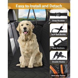 Victoper Dog Car Seat Cover, Heavy Durable Dog Seat Cover for Back Seat, 100% Waterproof Scratch Proof Nonslip Dog Hammock for Car with Side Flap, Pet Back Seat Covers Large 60" W x 64" L