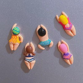 6 Pieces Creative Fridge Magnet with Floating Character, Cute Beach Swimming Decorative Fridge Magnet Home Decoration