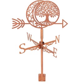 SUPERDANT Moon Weather Vane Tree of Life Metal Wind Vanes Copper Red Weathervane Weathercock Decorative Direction Signs for Yard Farmhouse Outdoor Garden Lawn Roof Paddock Decoration