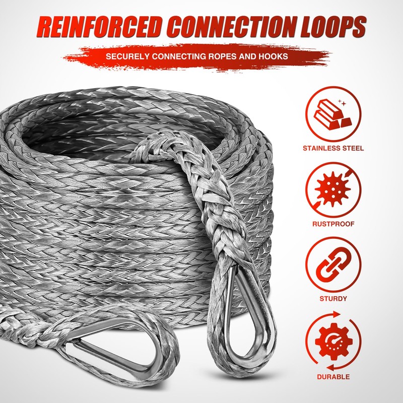 Nilight Synthetic Winch Rope Extension 3/8 Inch x 50 Feet