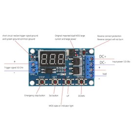 DC 12V-24V Pulse Trigger Cycle Delay Timer Switch ON/Off Relay Control Module MOS Control Board LED Display