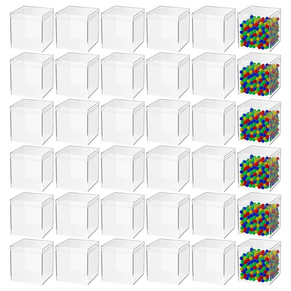 Huissolo 18 PCS Clear Acrylic Box with Lid,3 x 3