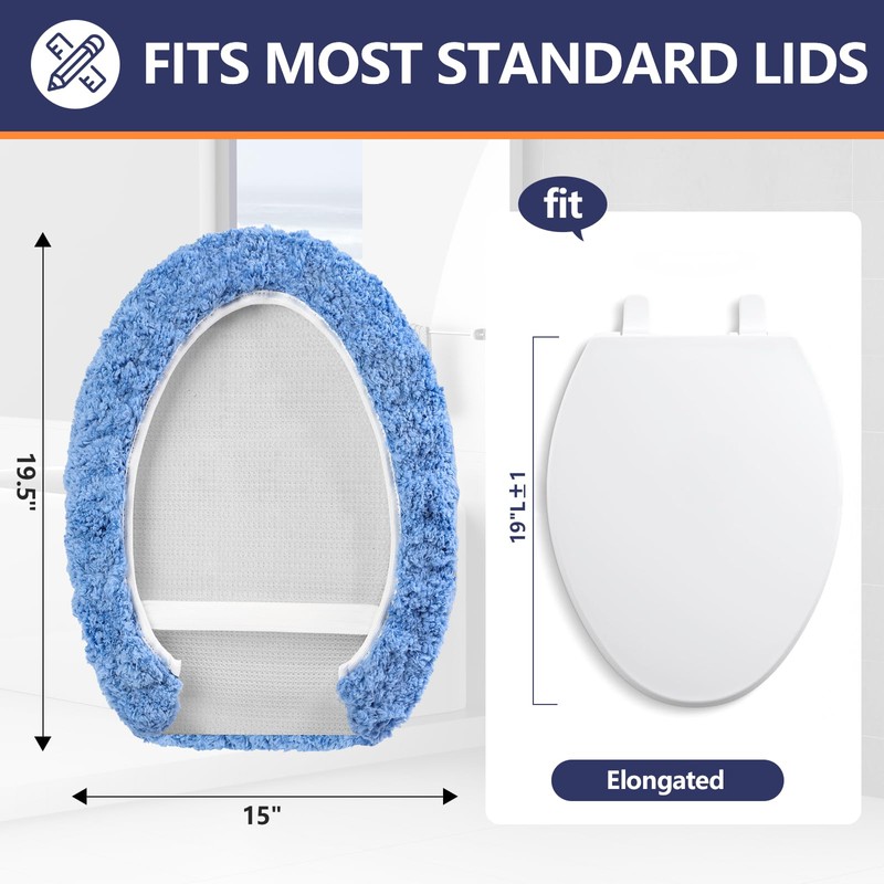 Baahrnom Microfiber Elongated Toilet Seat Cover 19.5"x 15" Machine Washable