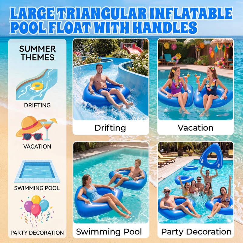 Relaxgiant 1 Pcs 44" Large Triangular Inflatable Pool Float Tube