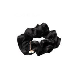 Stoooduo Hair Ornament, Scrunchie, Ribbon, Hair Accessory, Simple Cute, Pearl, Beautiful Hair Scrunchie, Fashion, Volume, Solid, Simple, Elegant, Stylish, Pearl, Satin, Black 1-Piece Set