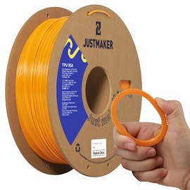 JUSTMAKER TPU 95A 3D Printer Filament, Suitable Resilience, Upgrade Cardboard Spool, 1kg, Dimensional Accuracy +/-0.05mm, 1.75mm, Orange