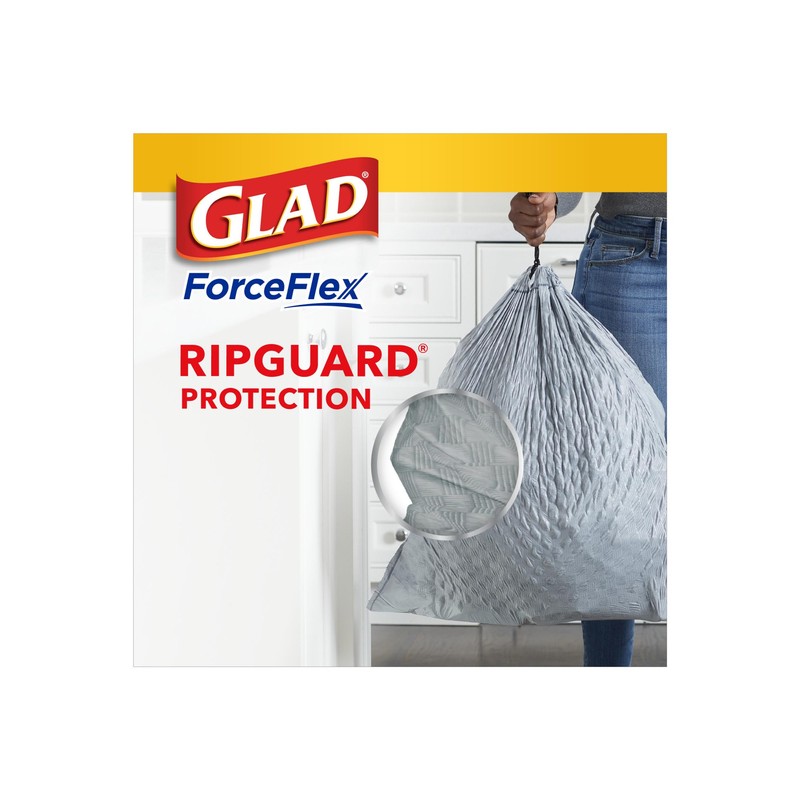Glad 78899BX OdorShield Tall Kitchen Drawstring Bags, Fresh Clean, 13