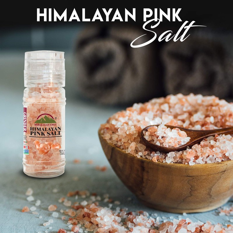 Himalayan Chef Pink Salt and Black Pepper Grinder with Stainless