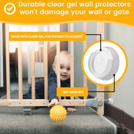 Baby Gate Wall Protectors - Clear, Self-Adhesive Bumpers for Safety Gates - Removable, Reusable & Washable Padding | Essential Accessories for Child Proofing Kit
