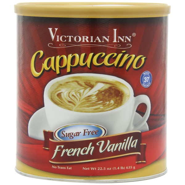 Victorian Inn Instant Cappuccino - French Vanilla - Reduced Sugar - Creamy & Delightful Coffee Mix - Great Hot, Cold, or Blended - Ideal as Coffee Creamer - (4) 1.4 lb Pack