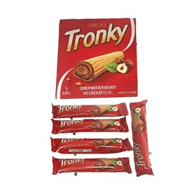 Ferrero Tronky 5 Bars Crunchy Wafer with Hazelnuts and Chocolate Filling, Pack of 1 Individually Wrapped Ferrero Tronky Candy Box