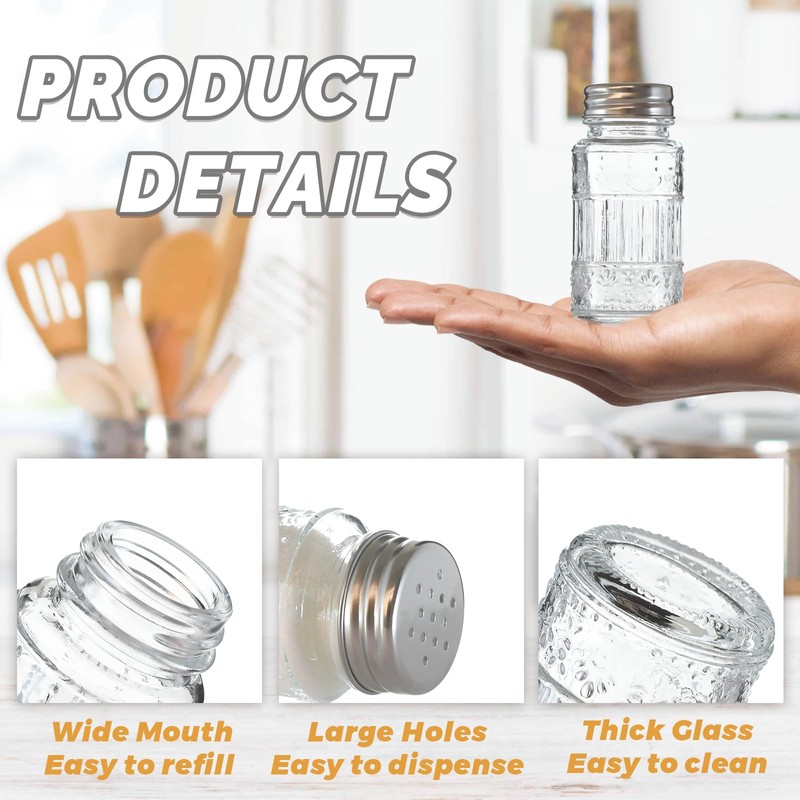 Wongblee 2 Pack Glass Salt and Pepper Shakers Set with