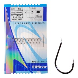 PRO FILSTAR Fishing Hook Set with Leader 10 Pieces, N10 - Tied Hooks with Mono Fishing Line 50 cm, DIA 0.14 mm - Carp Fishing - Carp Fishing Accessories - Carp Fishing Hooks - Fishing Accessories -