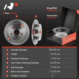 A-Premium Rear Disc Brake Rotors and Ceramic Pads Kit with Calipers Compatible with Toyota RAV4 2006 2007 2008 2009 2010 2011 2012 8PC-Set