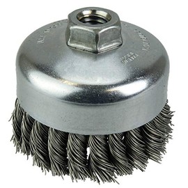 Weiler 12316 4" Single Row Knot Wire Cup Brush, .023" Steel Fill, 5/8"-11 UNC NUT, Made in the USA